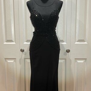 Minuet Black Beaded Gown Size Small NWT